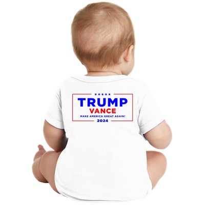 Trump Vance 2024 Front Pocket Print With Back Print Baby Bodysuit