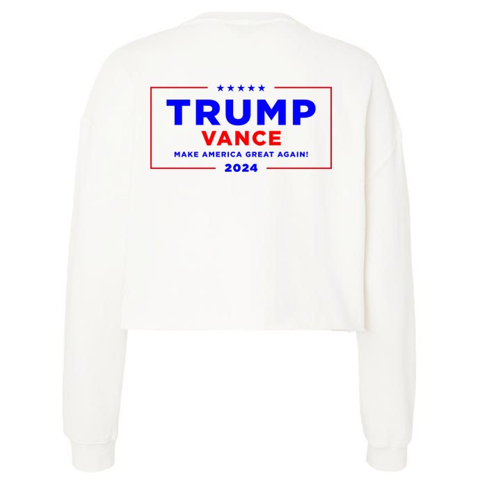 Trump Vance 2024 Front Pocket Print With Back Print Cropped Pullover Crew