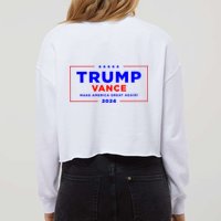 Trump Vance 2024 Front Pocket Print With Back Print Cropped Pullover Crew