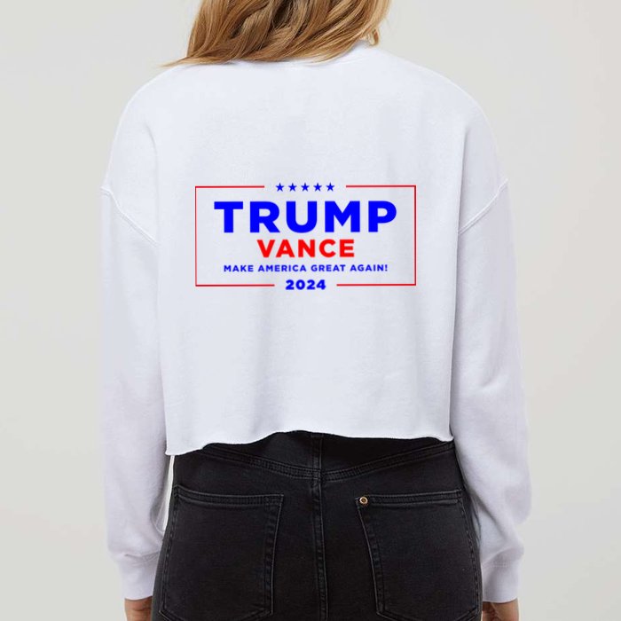 Trump Vance 2024 Front Pocket Print With Back Print Cropped Pullover Crew