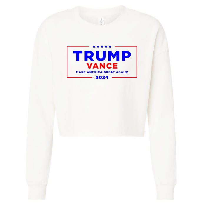 Trump Vance 2024 Front Pocket Print With Back Print Cropped Pullover Crew