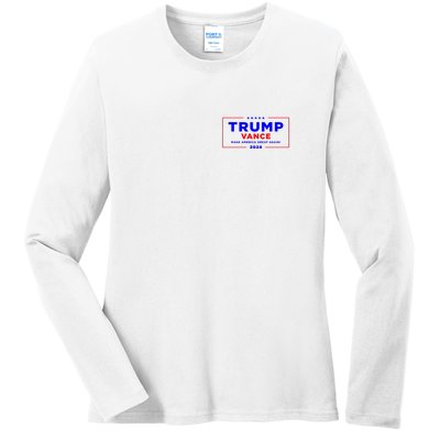 Trump Vance 2024 Front Pocket Print With Back Print Ladies Long Sleeve Shirt