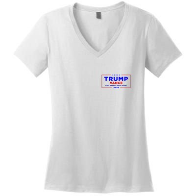 Trump Vance 2024 Front Pocket Print With Back Print Women's V-Neck T-Shirt