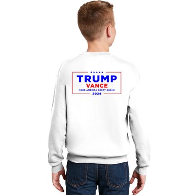 Trump Vance 2024 Front Pocket Print With Back Print Kids Sweatshirt