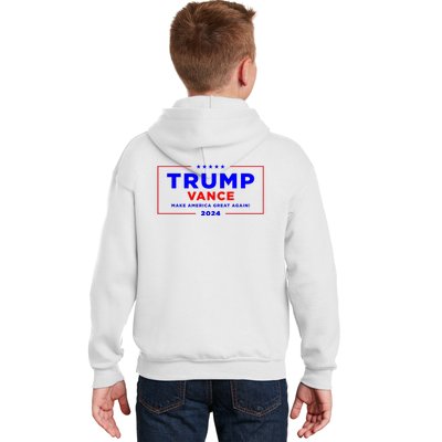 Trump Vance 2024 Front Pocket Print With Back Print Kids Hoodie