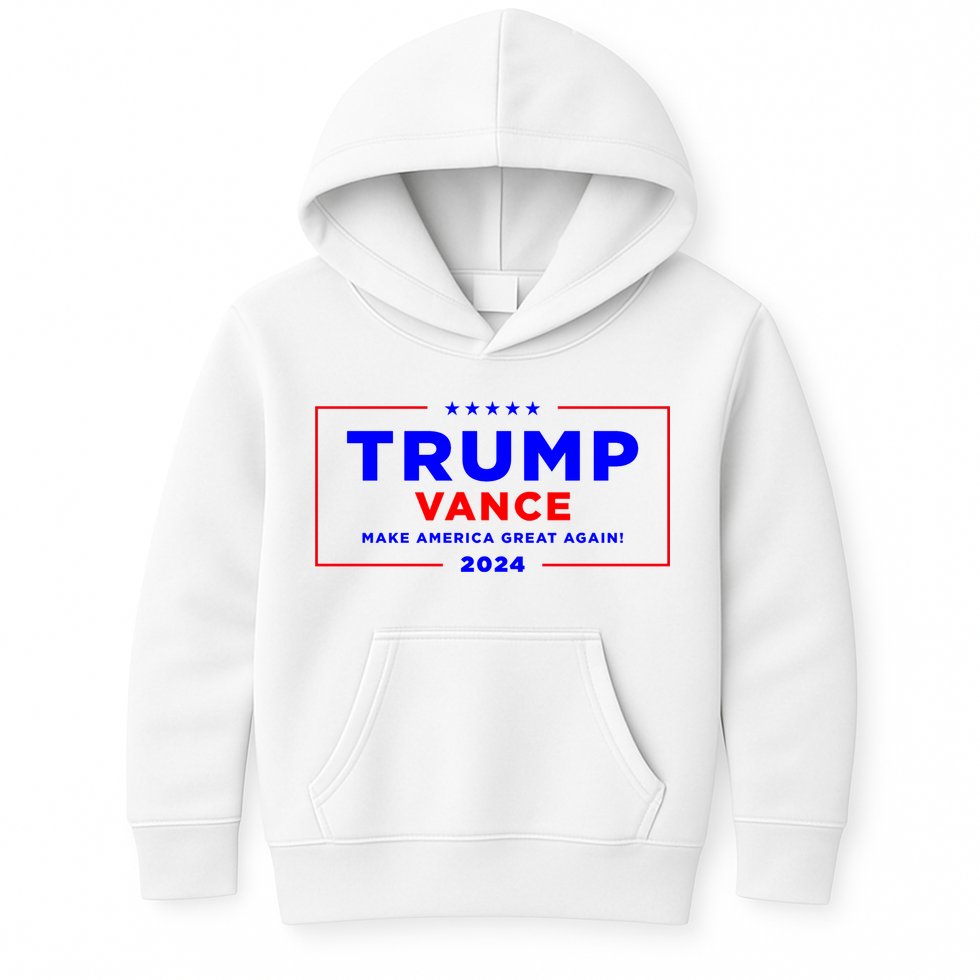 Trump Vance 2024 Front Pocket Print With Back Print Kids Hoodie