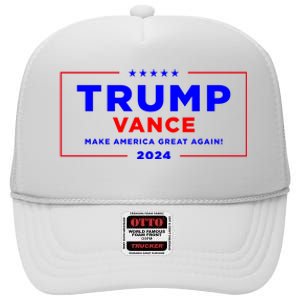 Trump Vance 2024 High Crown Mesh Back Trucker Hat