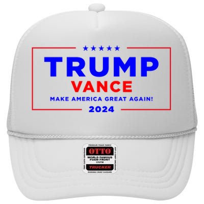 Trump Vance 2024 High Crown Mesh Back Trucker Hat