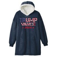 Trump Vance 2024 Vintage Patriotic Hooded Wearable Blanket