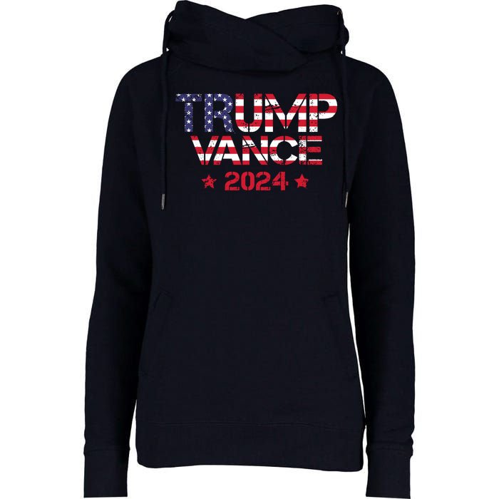 Trump Vance 2024 Vintage Patriotic Womens Funnel Neck Pullover Hood