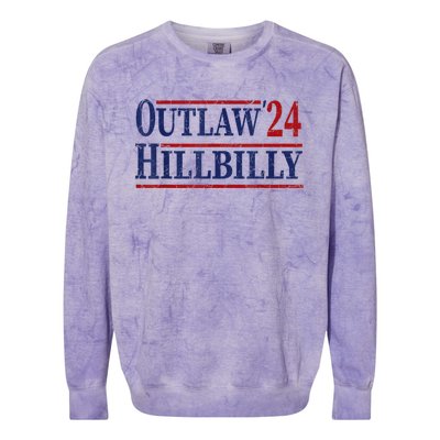 Trump Vance 2024 Outlaw Hillbilly Us Flag Vintage Colorblast Crewneck Sweatshirt