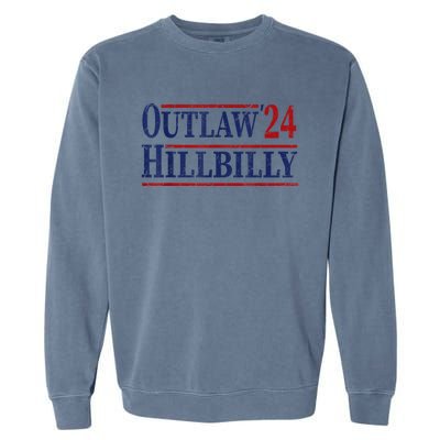 Trump Vance 2024 Outlaw Hillbilly Us Flag Vintage Garment-Dyed Sweatshirt