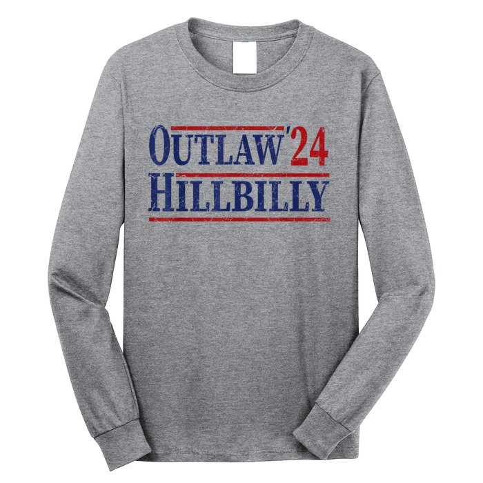 Trump Vance 2024 Outlaw Hillbilly Us Flag Vintage Long Sleeve Shirt