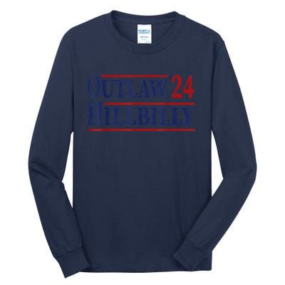 Trump Vance 2024 Outlaw Hillbilly Us Flag Vintage Tall Long Sleeve T-Shirt