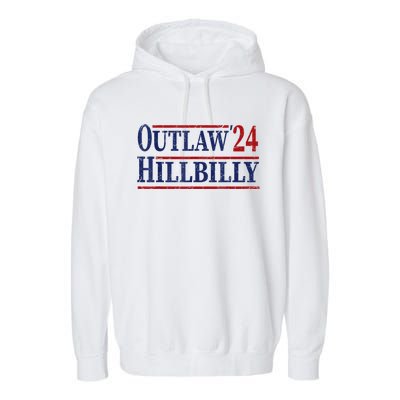 Trump Vance 2024 Outlaw Hillbilly Us Flag Vintage Garment-Dyed Fleece Hoodie