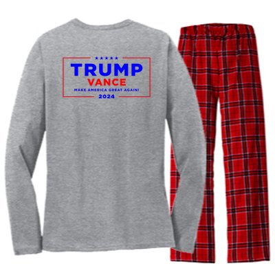 Trump Vance 2024 Front And Back Print Women's Long Sleeve Flannel Pajama Set 