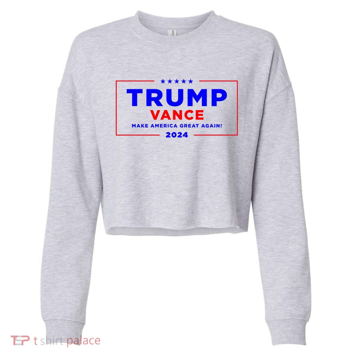 Trump Vance 2024 Front And Back Print Cropped Pullover Crew