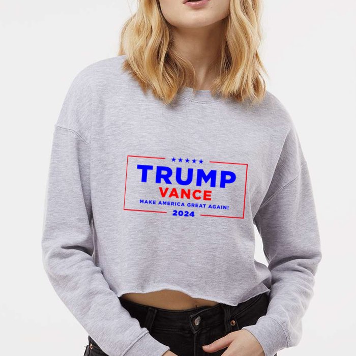 Trump Vance 2024 Front And Back Print Cropped Pullover Crew