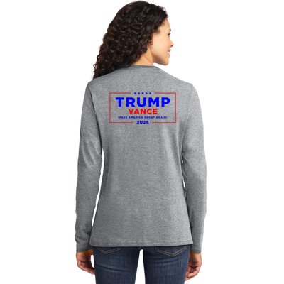 Trump Vance 2024 Front And Back Print Ladies Long Sleeve Shirt