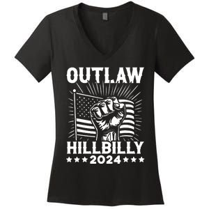 Trump Vance 2024 Donald Trump Jd Vance Outlaw Hillbilly Women's V-Neck T-Shirt