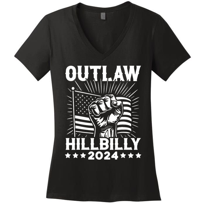 Trump Vance 2024 Donald Trump Jd Vance Outlaw Hillbilly Women's V-Neck T-Shirt