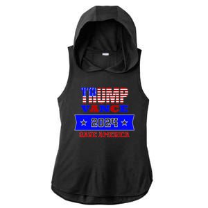 Trump Vance 2024 Save America Ladies PosiCharge Tri-Blend Wicking Draft Hoodie Tank