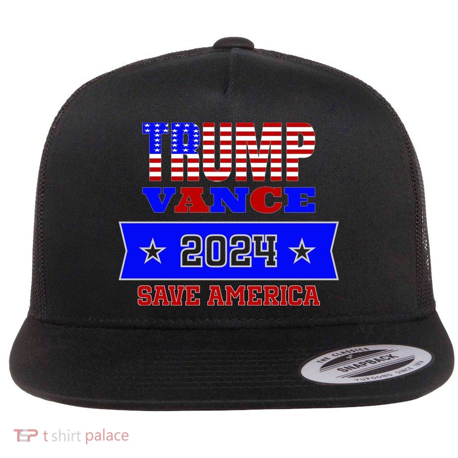 Trump Vance 2024 Save America Flat Bill Trucker Hat