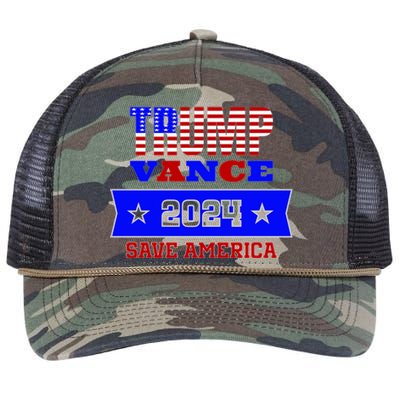 Trump Vance 2024 Save America Retro Rope Trucker Hat Cap