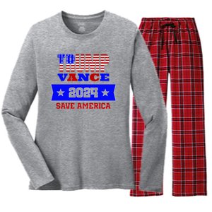 Trump Vance 2024 Save America Women's Long Sleeve Flannel Pajama Set 