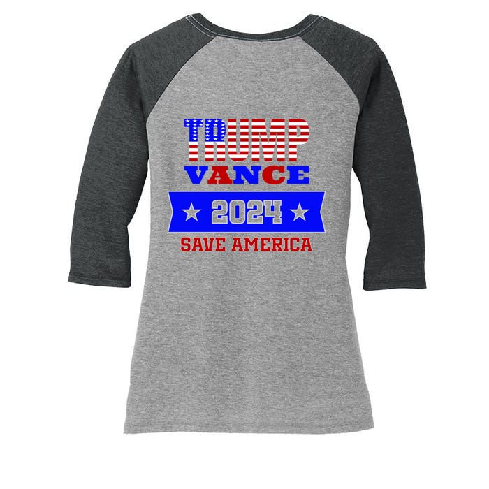 Trump Vance 2024 Save America Women's Tri-Blend 3/4-Sleeve Raglan Shirt