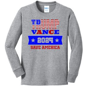 Trump Vance 2024 Save America Kids Long Sleeve Shirt