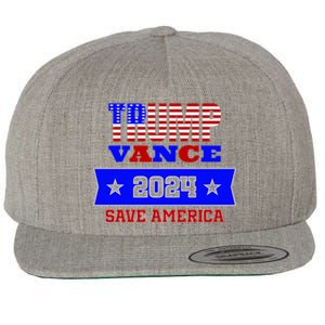 Trump Vance 2024 Save America Wool Snapback Cap