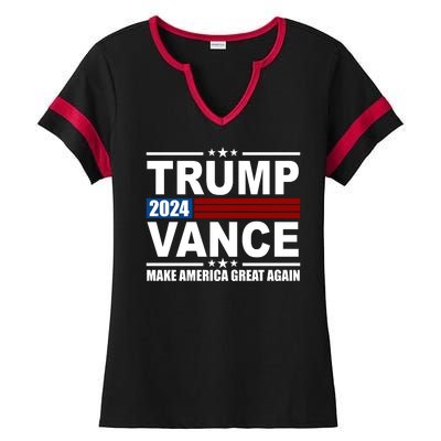 Trump Vance 2024 Make America Great Again Ladies Halftime Notch Neck Tee