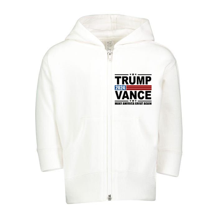 Trump Vance 2024 Make America Great Again Toddler Zip Fleece Hoodie