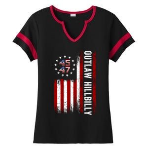 Trump Vance 2024 Funny Outlaw Hillbilly Ladies Halftime Notch Neck Tee