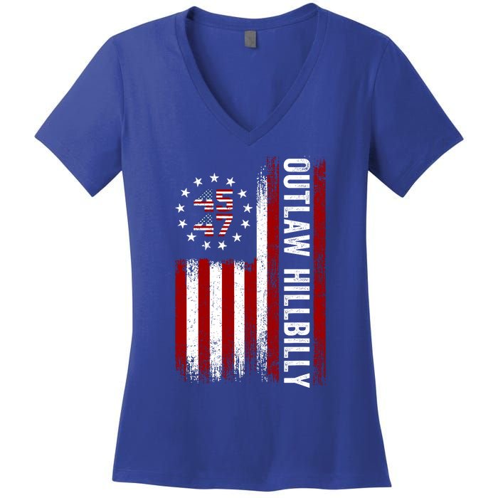 Trump Vance 2024 Funny Outlaw Hillbilly Women's V-Neck T-Shirt