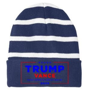 Trump Vance 2024 Pocket Print Striped Beanie with Solid Band