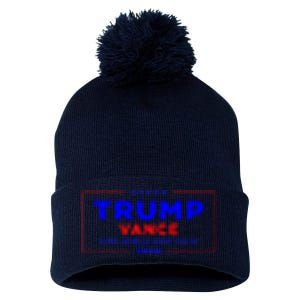 Trump Vance 2024 Pocket Print Pom Pom 12in Knit Beanie