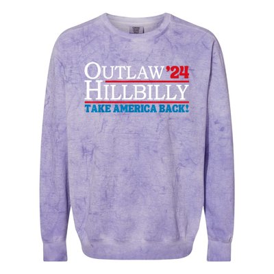 Trump Vance 2024 Outlaw Hillbilly Take America Back Us Flag Vintage Elections Colorblast Crewneck Sweatshirt