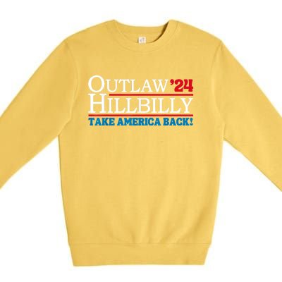 Trump Vance 2024 Outlaw Hillbilly Take America Back Us Flag Vintage Elections Premium Crewneck Sweatshirt