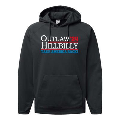 Trump Vance 2024 Outlaw Hillbilly Take America Back Us Flag Vintage Elections Performance Fleece Hoodie