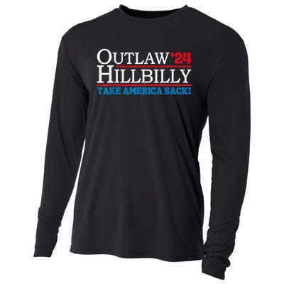 Trump Vance 2024 Outlaw Hillbilly Take America Back Us Flag Vintage Elections Cooling Performance Long Sleeve Crew