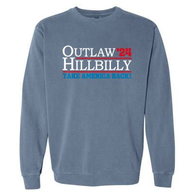 Trump Vance 2024 Outlaw Hillbilly Take America Back Us Flag Vintage Elections Garment-Dyed Sweatshirt