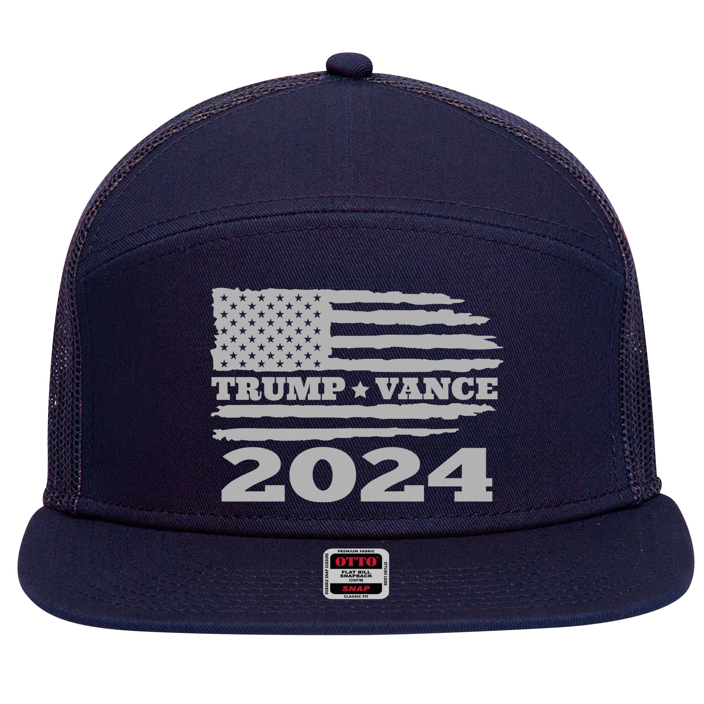 Trump Vance 2024 Gray Style 7 Panel Mesh Trucker Snapback Hat