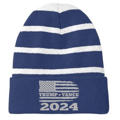 Trump Vance 2024 Gray Style Striped Beanie with Solid Band