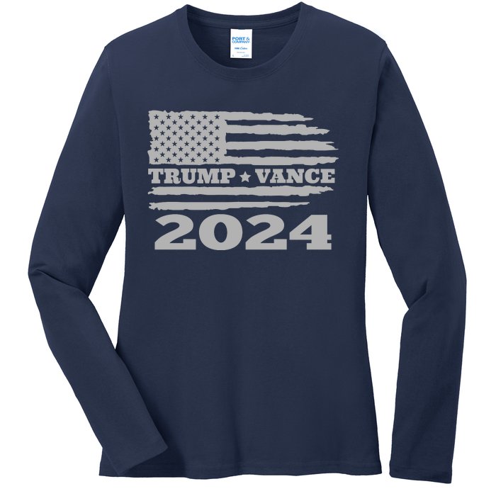 Trump Vance 2024 Gray Style Ladies Long Sleeve Shirt