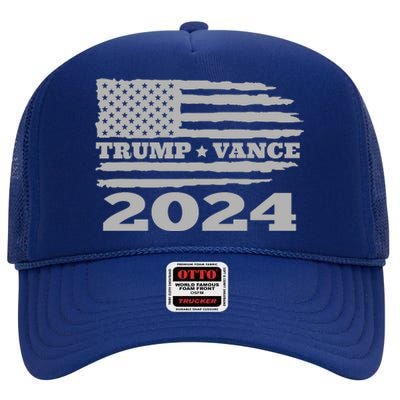 Trump Vance 2024 Gray Style High Crown Mesh Back Trucker Hat