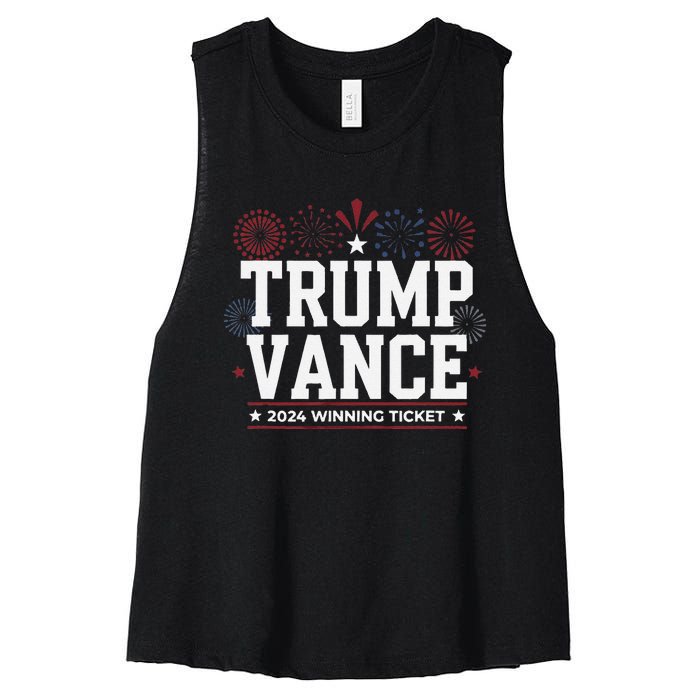 Trump Vance 2024 Winning Ticket Trump Won Women's Racerback Cropped Tank