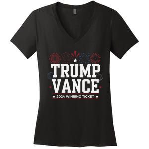 Trump Vance 2024 Winning Ticket Trump Won Women's V-Neck T-Shirt