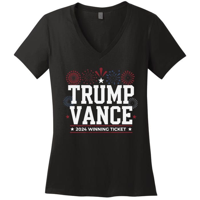 Trump Vance 2024 Winning Ticket Trump Won Women's V-Neck T-Shirt